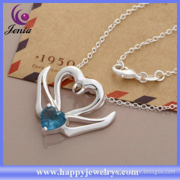 new fashion blue zircon pendant 925 silver plated cheap pendant necklace (AN1023)
